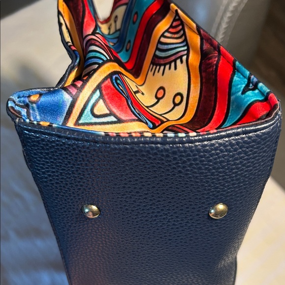 Chula Handheld Women’s Handbag - Navy with Multicolor Mandala Detail - Picture 11 of 12